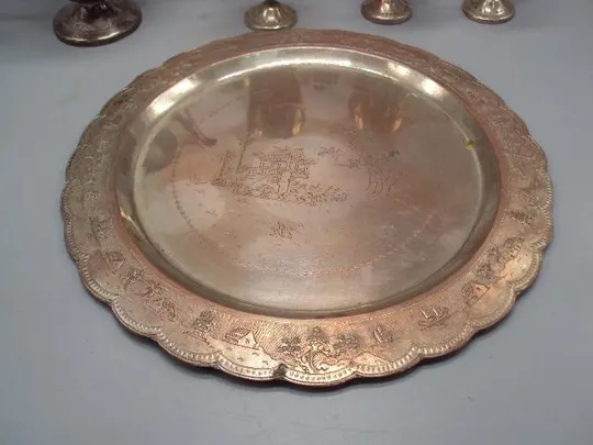 Коньячный набор Вьетнам графин, поднос и рюмки 6 шт металл №14011 З аукціону