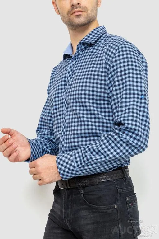 Рубашка мужская в клетку байковая, цвет сине-голубой, 214R16-33-164 З аукціону