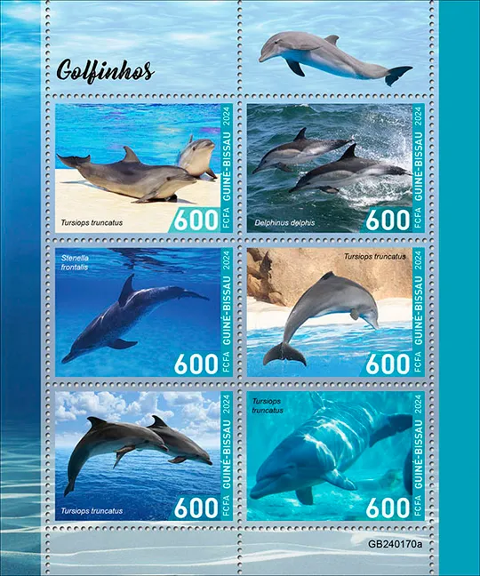 Гвинея Бисау-Дельфины-2024.Чистый полный красивый комплект.MNH. Ціна