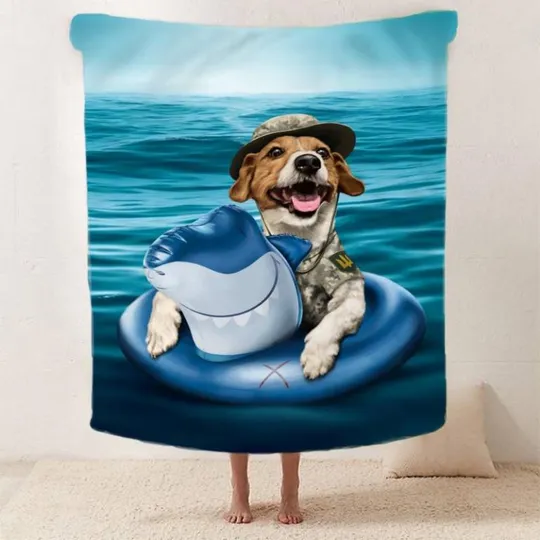 Купити Плед патриотический 3D "Пес Патрон на морі" 2591_B 12118 135х160 см