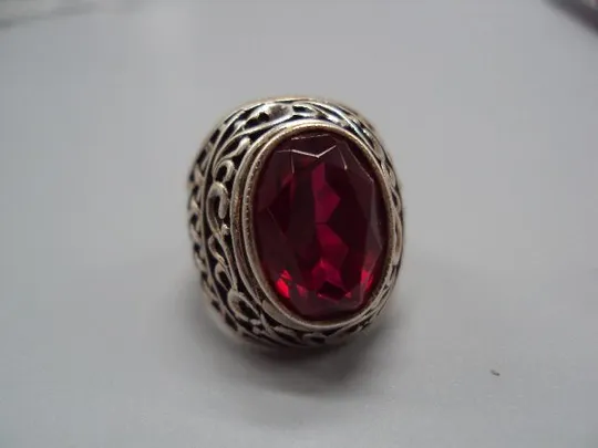 Купити Женское кольцо с красным камнем серебро 875 проба ссср звездочка 4ХЮ вес 7,44 г 17,5 размер №14365