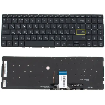 фото, Клавіатура для ноутбука ASUS (X521 series) rus, black, без фрейма, підсвічування клавіш
