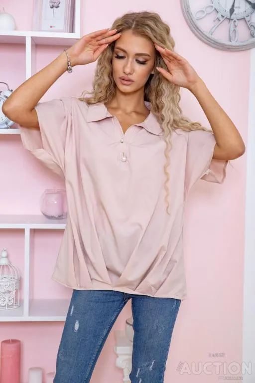 Шифоновая блуза с короткими рукавами, бежевого цвета, 172R24-1 З аукціону