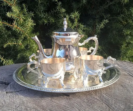 Кавовий сервіз еспресо посріблення Індія З аукціону