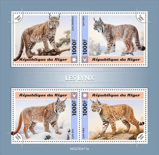 Купити Нигер-Большие Кошки-Рысь-2023.Чистый полный красивый комплект.MNH.