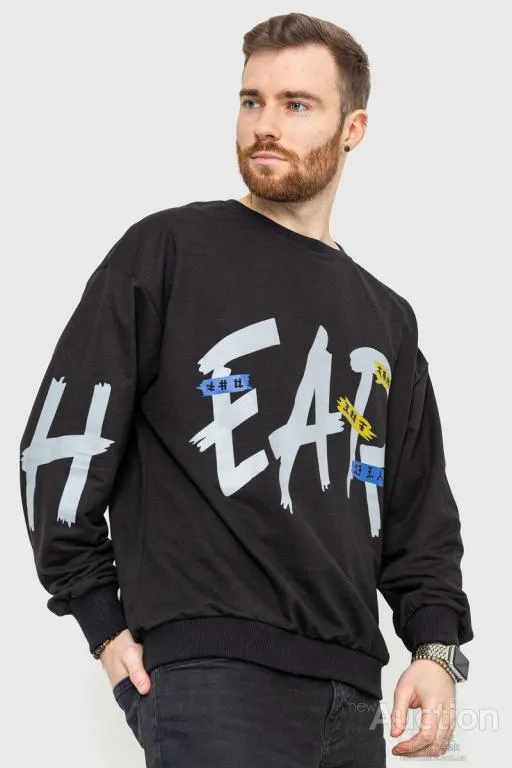 Свитшот мужской с принтом, цвет черный, 208R0232 З аукціону