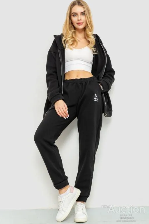 Спорт костюм женский на флисе, цвет черный, 131R152662 Ціна