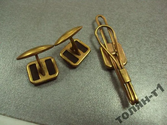 набор зажим для галстука запонки кварц (раухтопаз) Недорого