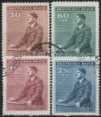 фото, 1942 - Рейх - Богемія - 53 роки Гітлеру Mi.85-88 _6,50 € _гаш