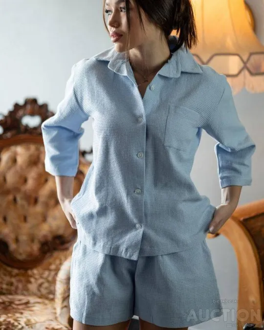 Жіночий піжамний костюм двійка Vaentina колір блакитний Продаж