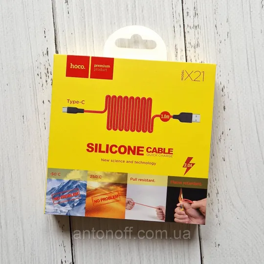 Кабель Hoco X21 Cable Quick Charge Type-C USB швидка зарядка 1м Червоний Ціна