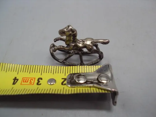 Фигура миниатюра статуэтка лошадка качалка лошадь конь серебро 800 проба вес 4,99 г высота 2,2см №39 Продаж