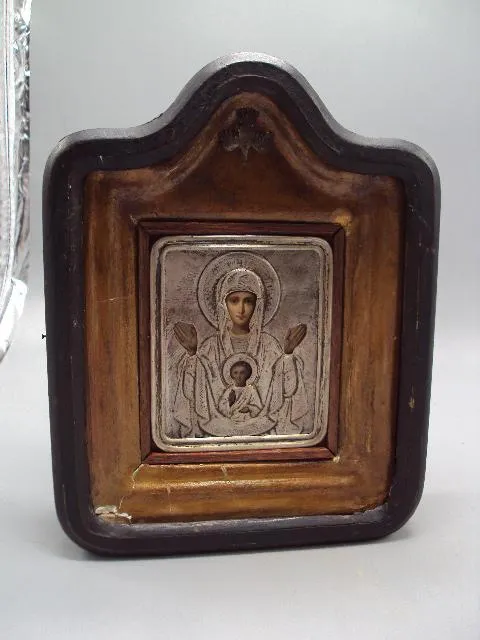Купити Икона Знамение Пресвятой Богородицы Божья мать оклад серебро 84 проба клеймо ИН в киоте №13869