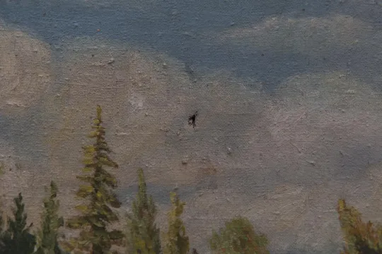 Картина пейзаж пасутся козы. Лаган 1963 г. масло холст 85 х 58,5 см №19 Продаж