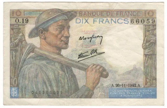 10 франків 1942 року Франція Ціна
