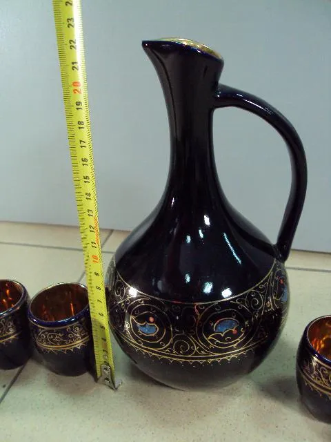 Коньячный набор штоф графин и стопки кобальт позолота фарфор лот высота 22 см, рюмки 6х4,6 см №13037 Продаж