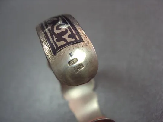 женский жесткий браслет цветы чернь серебро 875 проба ссср вес 17,4 г №3265 Недорого