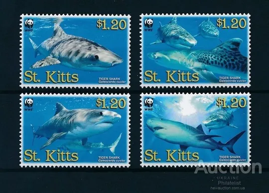 St.Kitts-Акулы - WWF-2007 Чистый полный красивый комплект. MNH. З аукціону