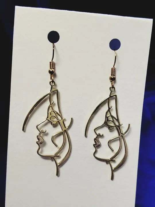 Золотисті сережки-біжутерія «Абстрактне обличчя» З аукціону