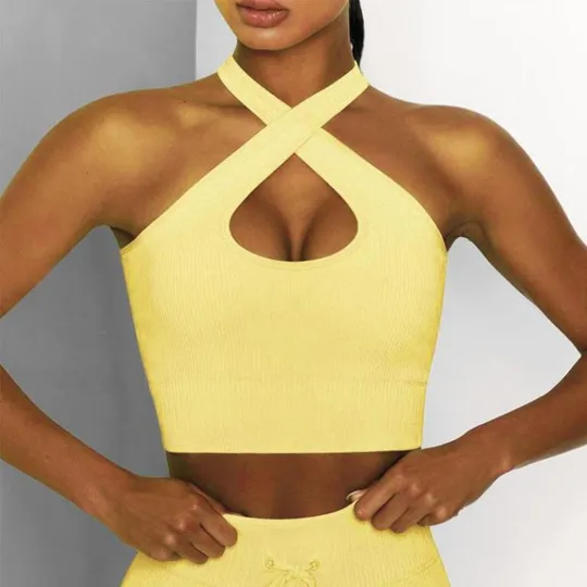 Комплект для фитнеса топ и велосипедки Рубчик 9628 M желтый Характеристики