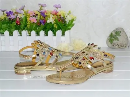 фото, Нарядные женские босоножки со стразами, 40 р-р