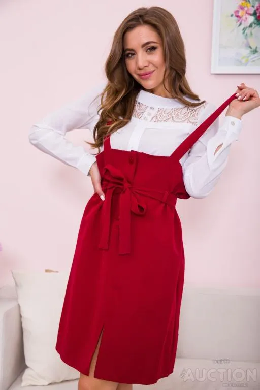 Сарафан свободного кроя, бордового цвета, 119R313 Де купити