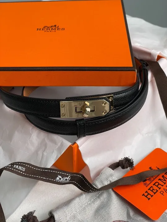 Ремінець жіночий Hermes Kelly 18 Belt Black Leather  66139 Ціна