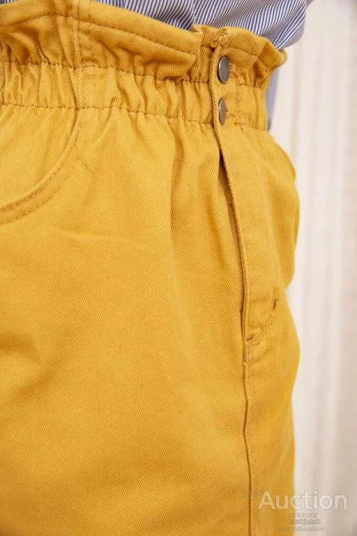 Джинсовая мини-юбка, горчичного цвета, 164R2023 Де купити