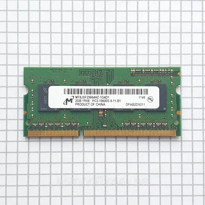 фото, Модуль пам'яті Micron 2GB 1RX8 PC3-10600S (DDR3) MT8JSF25664HZ-1G4D1 оригінал для ноутбука