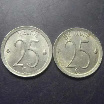 фото, 25 сантимів Бельгія 1972 (два різновиди)