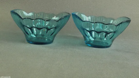 Креманки піалки цукерниці вазочки 2шт міні бірюзове кольорове радянське скло Вживане Недорого