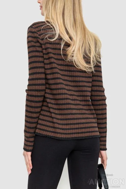 Гольф женский в полоску, цвет коричнево-черный, 244R2305 Продаж