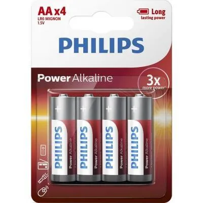 Батарейка Philips AA LR6 Power Alkaline * 4 (LR6P4B/10) Ціна
