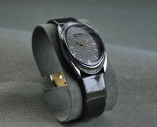 женские дизайнерские часы New Day JA 340 30м. базель с кристаллами сваровски. черный браслет. Ціна