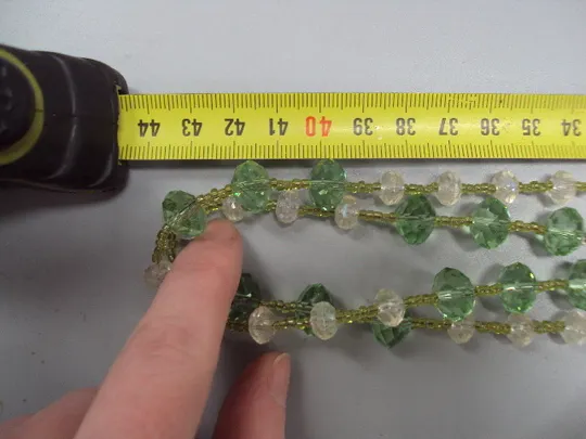 Бижутерия бусы в один ряд чешское стекло бело-зеленые бусины, бисер длина 174,8 см №15861 Де купити