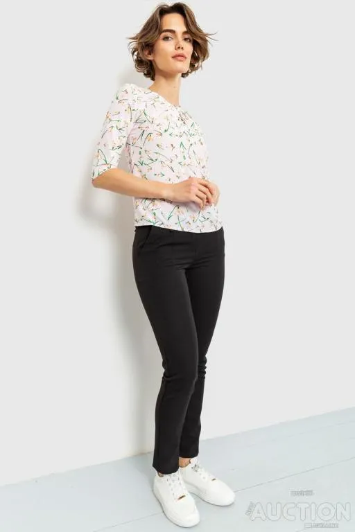 Купити Блуза с цветочным принтом, цвет розово-зеленый, 230R112-5