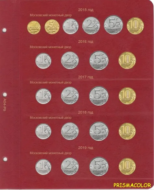 КоллекционерЪ Альбом для регулярных монет с 1997 года Характеристики