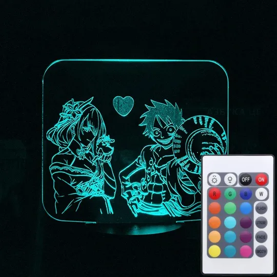 Акриловий світильник-нічник з пультом 16 кольорів Луффи та Райден tty-n002037 Ціна