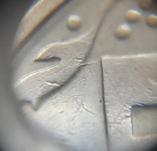 (7351) 50 копійок 1992 1АГм брак XXXL (викрошка на реверсі) + розкол (50 копеек 1992 1АГм трапеція трапеция) З аукціону