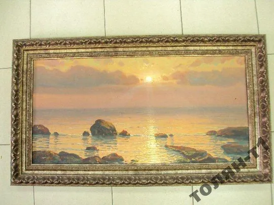 Купити картина Морской пейзаж закат Севец, холст масло С рамой 96,2 х 55,7 см, без рамы 82 х 41 см №190