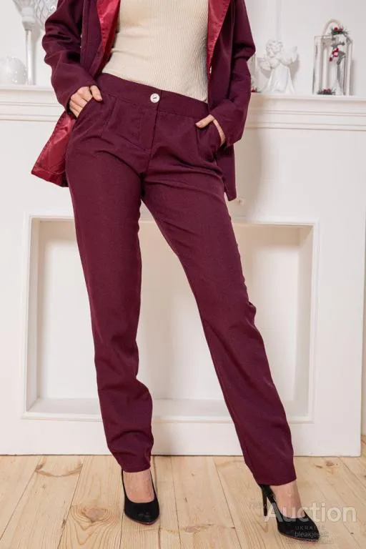 Женский костюм брюки + пиджак, вишневого цвета, 104R1285 Де купити