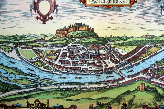 План карта Зальцбурга 1570 р. копія 1938 р. Лейпциг Fv8.9 З аукціону