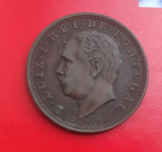 1884 год монета 20 рейс Португалия Луис 1  12.8 грамм медь  nc565 Ціна