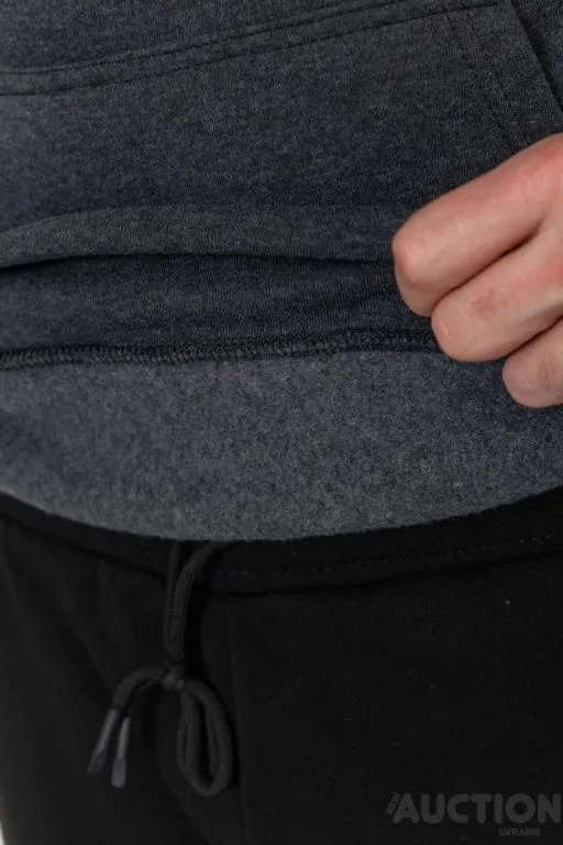 Худи мужской на флисе с капюшоном, цвет темно-серый, 214R022 Інтернет-аукціон