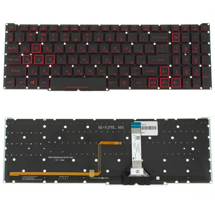фото, Клавіатура для ноутбука ACER (Nitro: AN517-55) rus, black, без фрейму, підсвічування клавіш RED (оригінал)