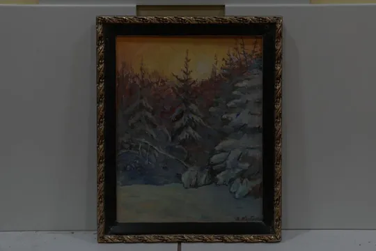 Купити картина Зимний пейзаж Нарбут, картон масло В раме 47х58,5 см, без рамы 39,5х49,5 см №43