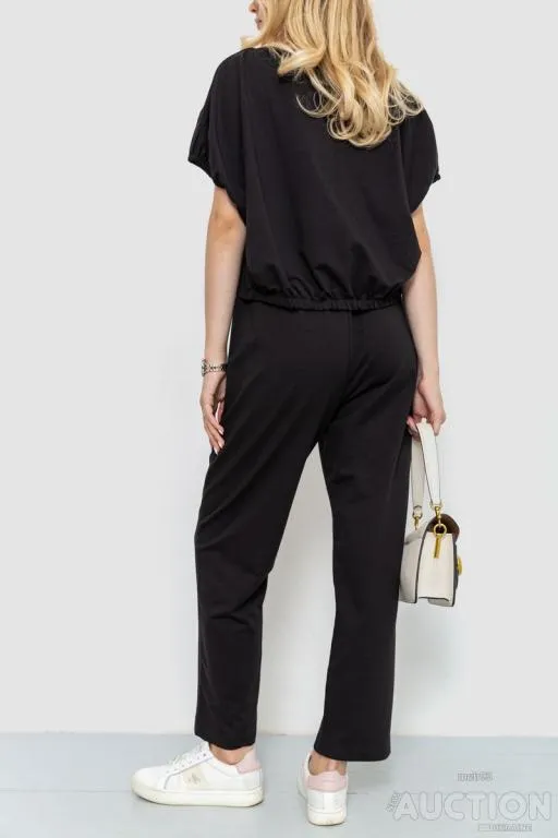 Костюм женский повседневный однотонный, цвет черный, 115R0447-1 Продаж