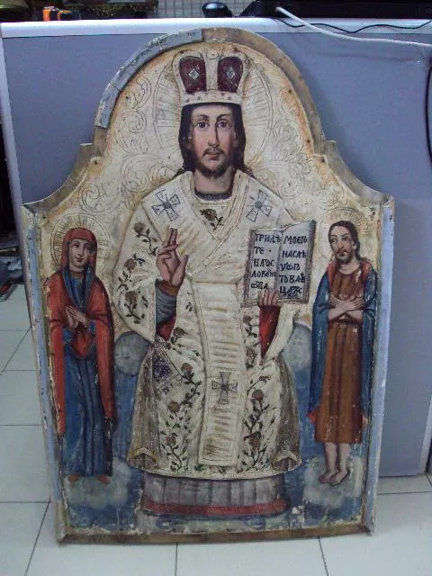 Икона Иисус Христос Спас на троне дерево размер 71,2 х 100,2 х 67,4 см №13819 Ціна