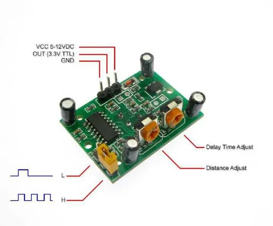Купити Датчик движения инфракрасный PIR HC-SR501 детектор модуль для Arduino и др. настраиваемый