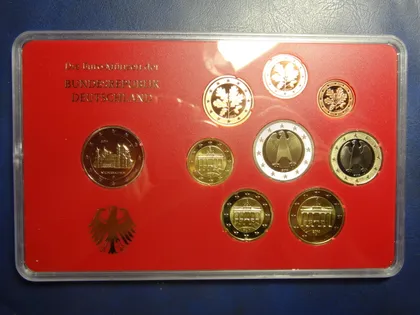 фото, Комплект євромонет Німеччини 2014 J (повний комплект+ ювілейна) UNC